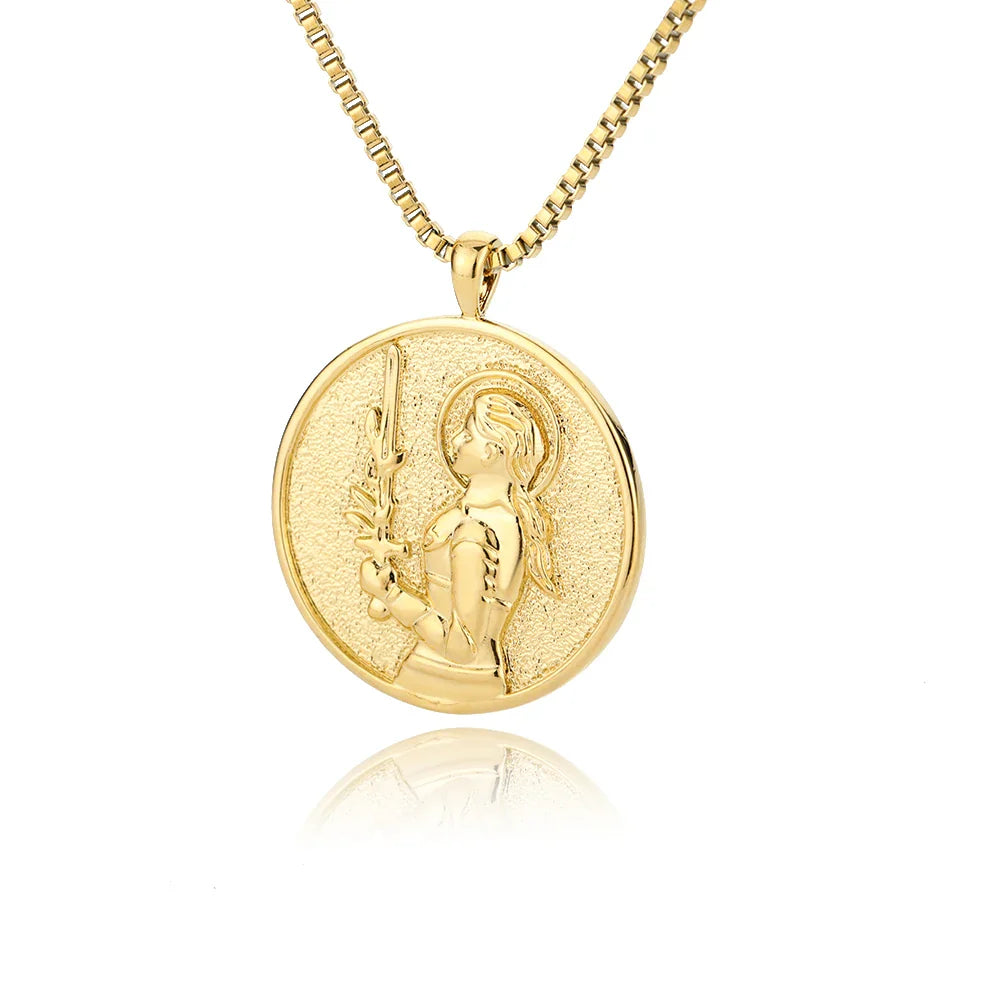 Aesthetic Athena Goddess Coin Necklace For Women Stainless Steel Vintage Charm Choker Necklace Jewelry collier femme Vera Lux