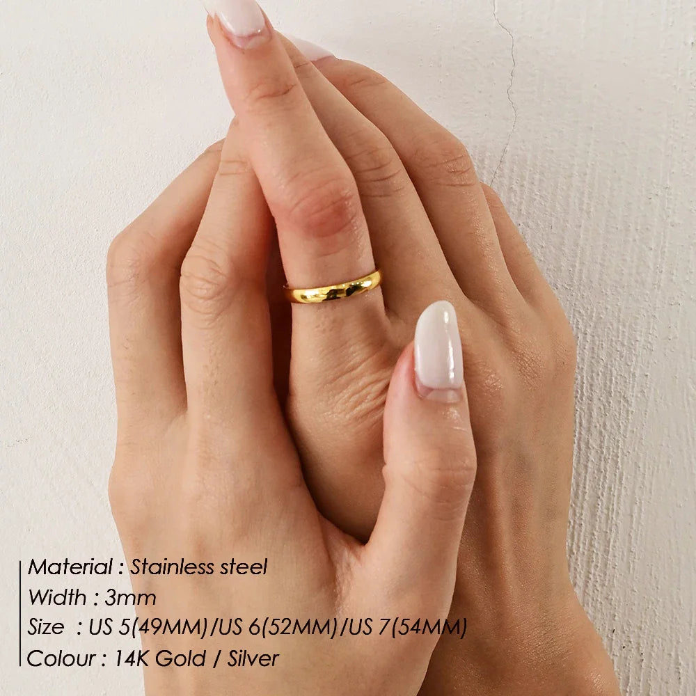 SUNIBI Minimalist Women's Stainless Steel Rings Thin Classic Combo Dome Stacking Steel Wedding Rings Gift Gold Color Jewelry Vera Lux