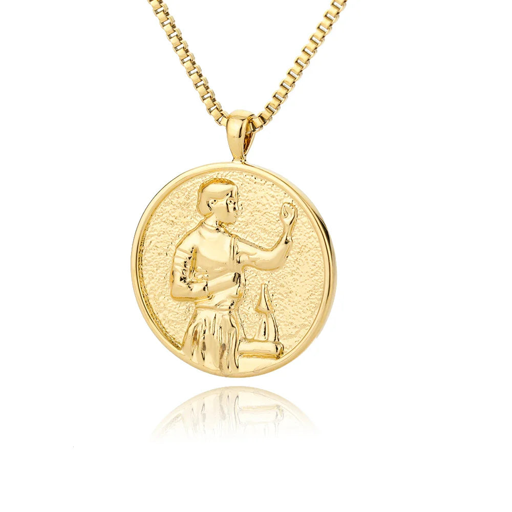 Aesthetic Athena Goddess Coin Necklace For Women Stainless Steel Vintage Charm Choker Necklace Jewelry collier femme Vera Lux