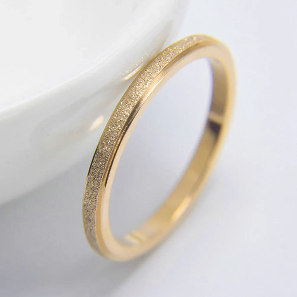 SUNIBI Frosted Stainless Steel Ring for Women Fashion Simple Gold Color Finger Rings Wedding Gifts Girls Jewelry Wholesale Vera Lux