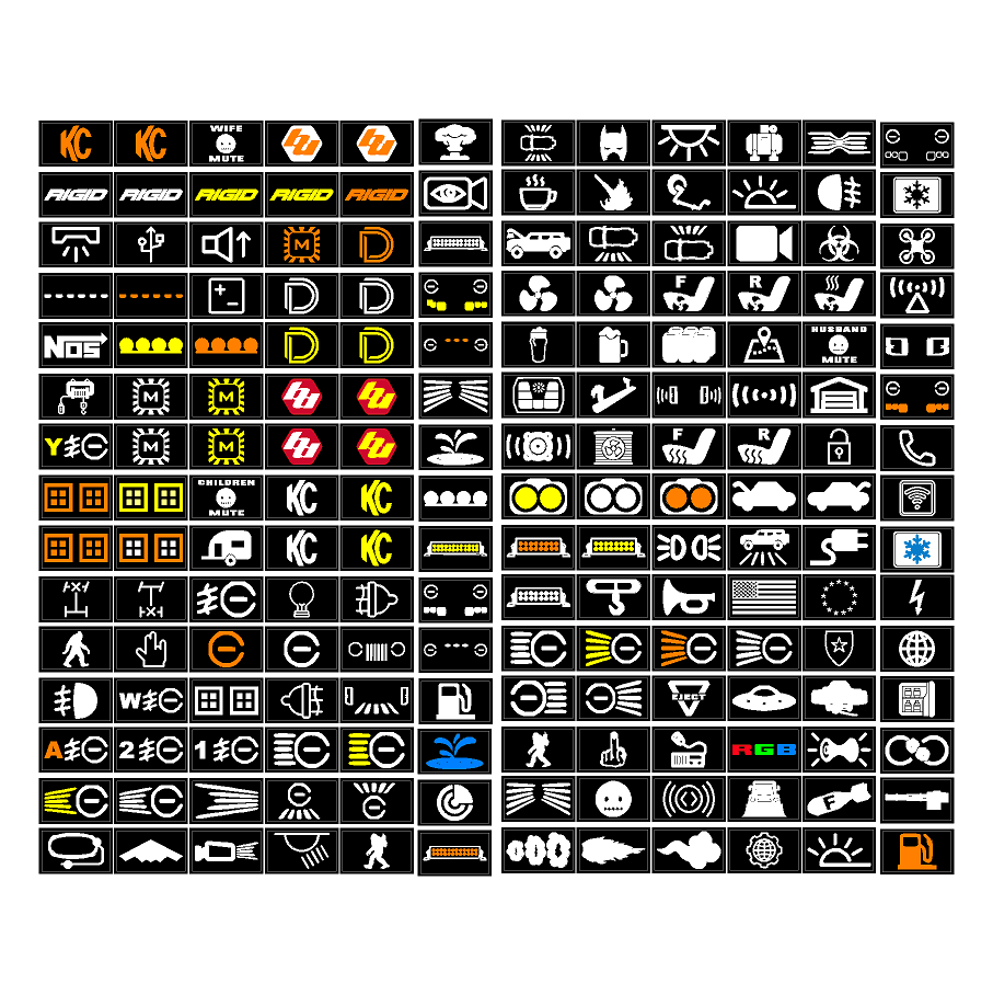 Printed Series Auxiliary Switch Labels (Upfitter) - 2018+ Jeep Wrangler / Gladiator JL / JT StickerFab