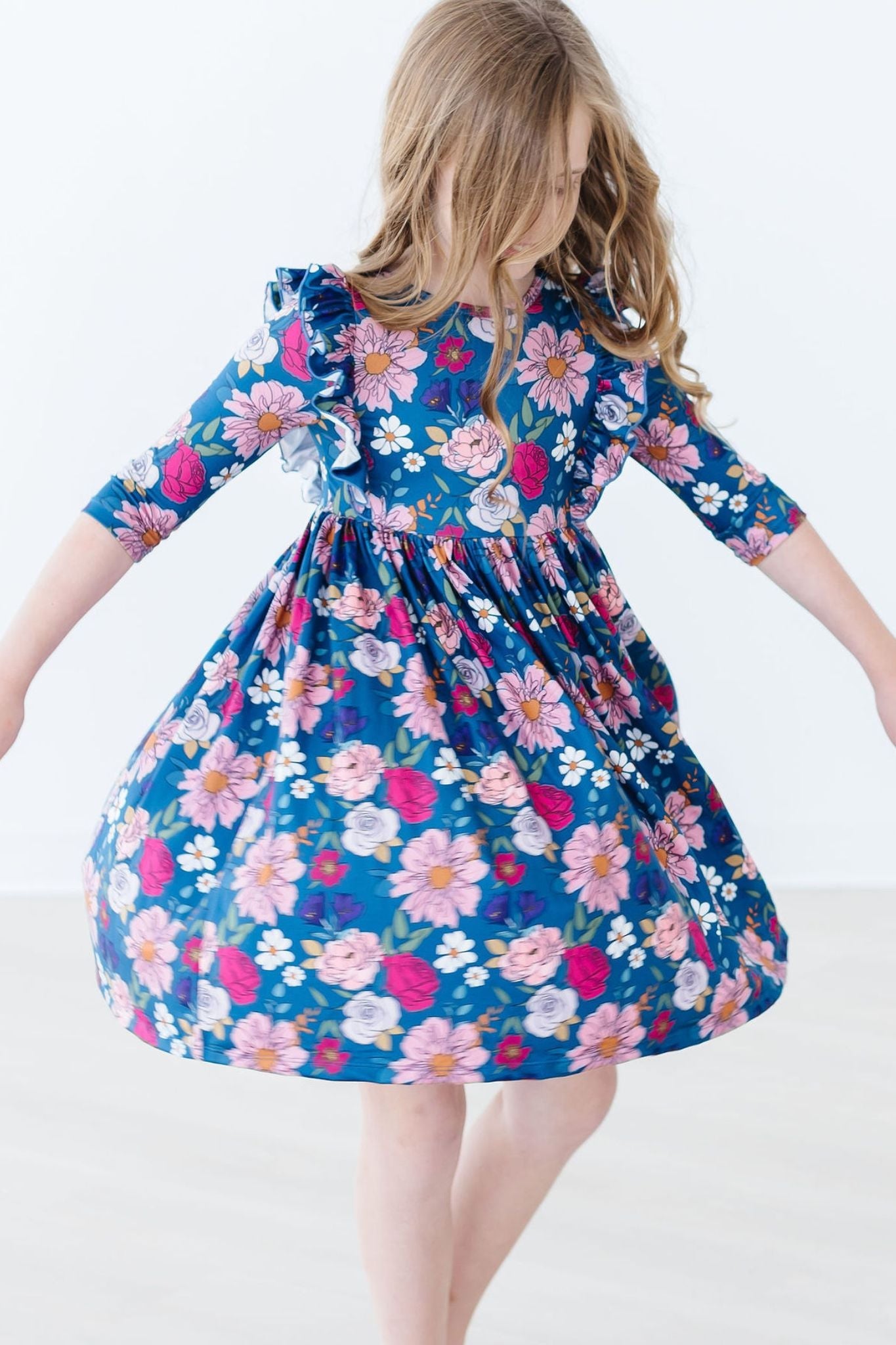 Vintage Garden 3/4 Sleeve Ruffle Twirl Dress Mila & Rose ®