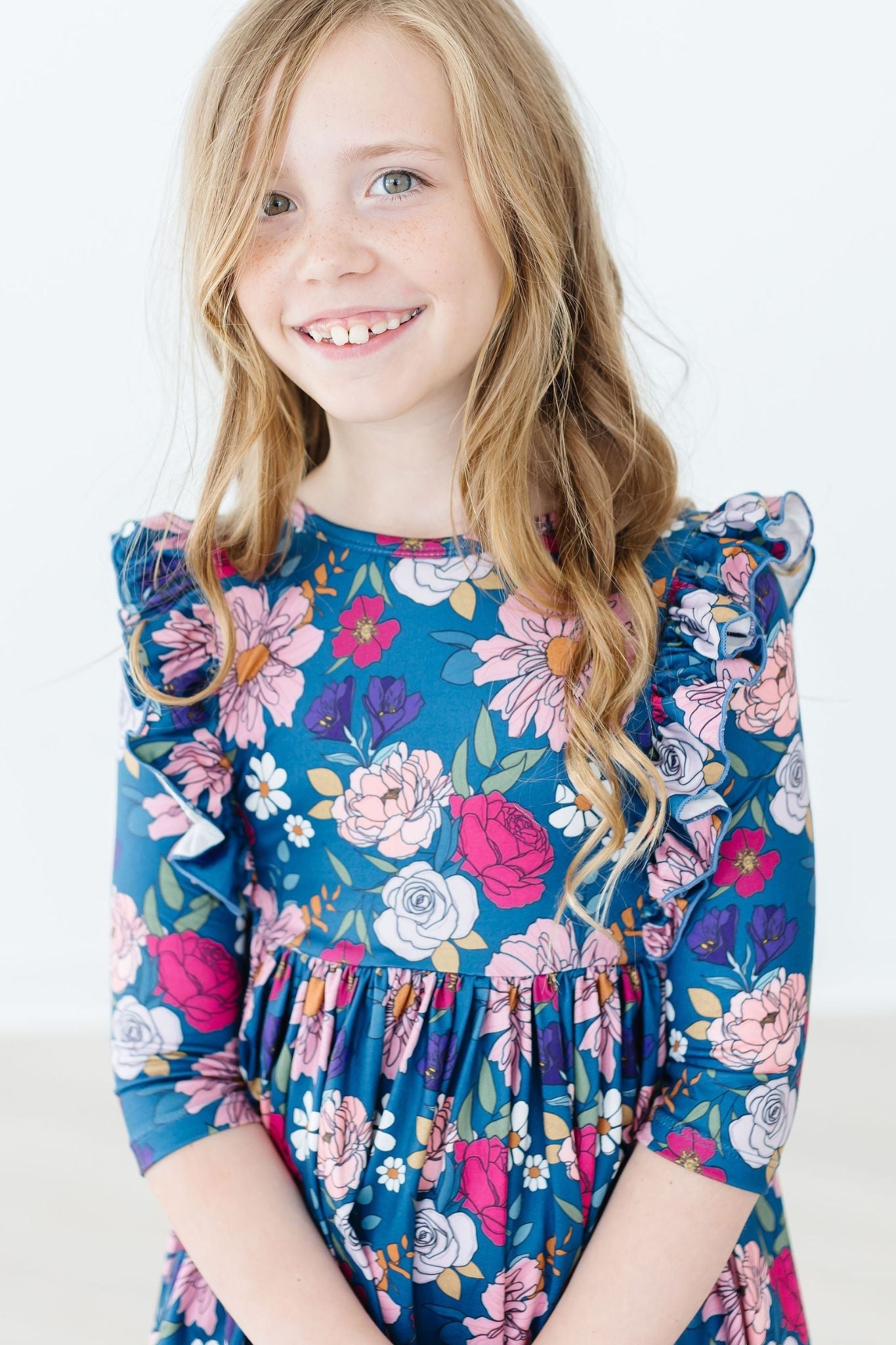 Vintage Garden 3/4 Sleeve Ruffle Twirl Dress Mila & Rose ®