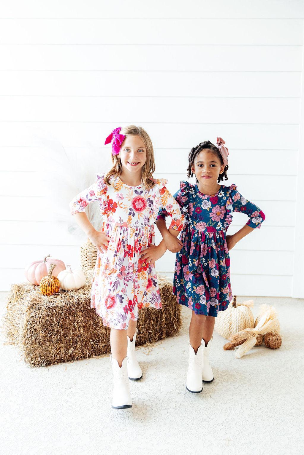 Vintage Garden 3/4 Sleeve Ruffle Twirl Dress Mila & Rose ®