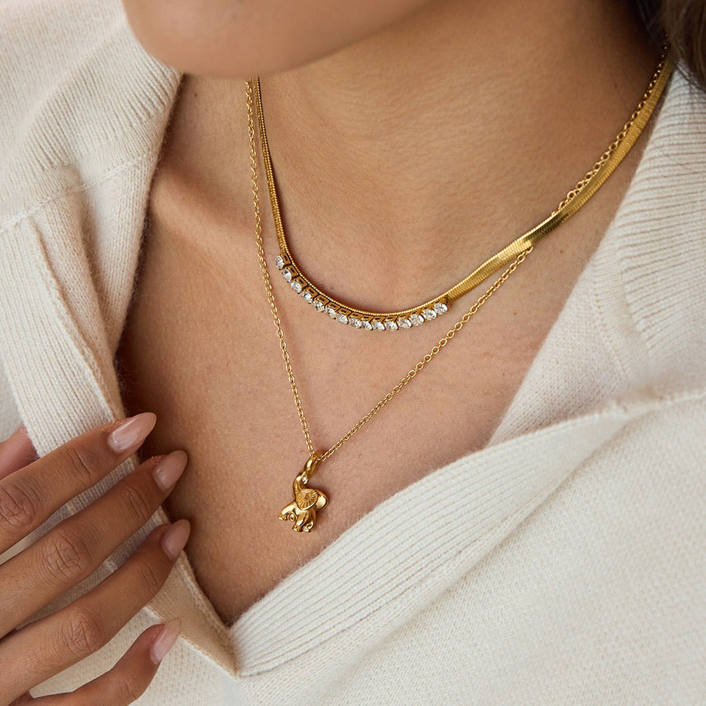 18k gold-plated titanium steel necklace with rhinestones Vera Lux