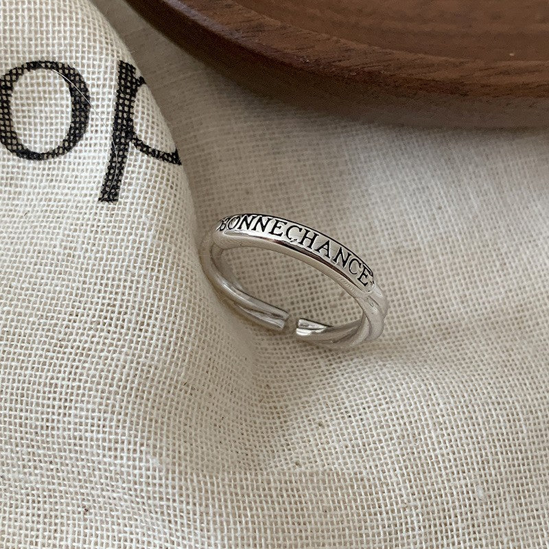 925 Sterling Silver Twisted Chain Open Ring For Women, Vintage Korean Style Adjustable Non Tarnish Jewelry Vera Lux