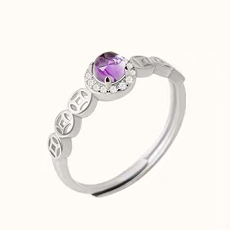 Ring Girl Wang Cai Purple Copper Coin Niche Vera Lux