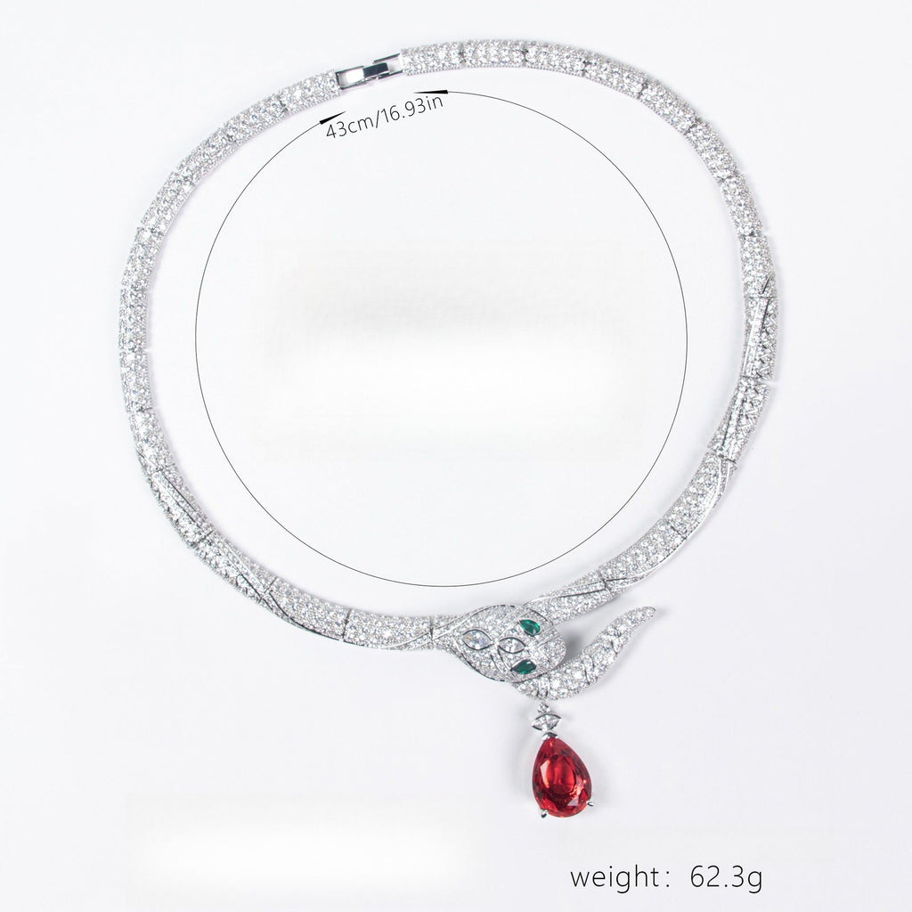 S925 Silver Snake-Shaped Cubic Zirconia Necklace Vera Lux