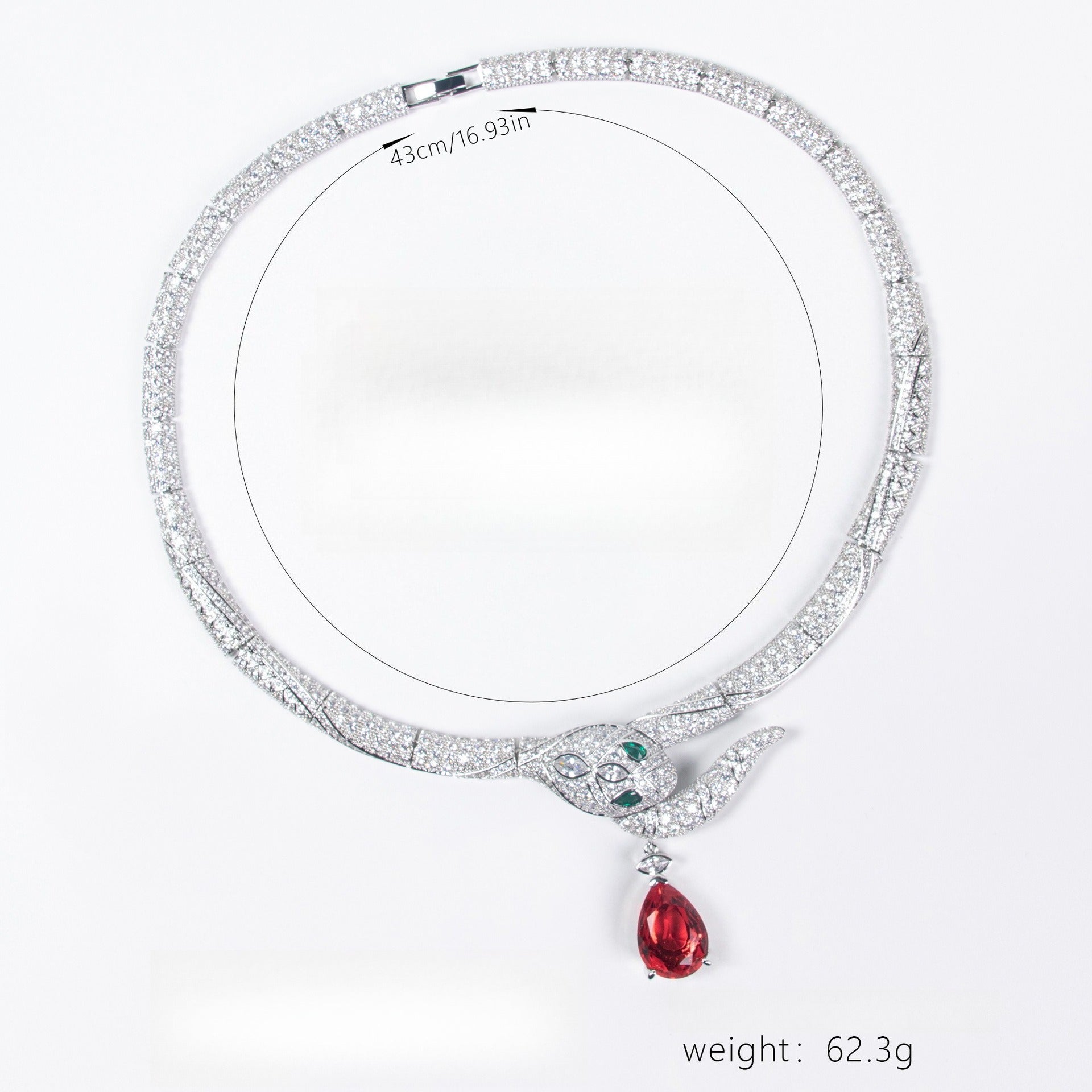 S925 Silver Snake-Shaped Cubic Zirconia Necklace Vera Lux