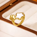 Ins Style 18K Gold Plated Stainless Steel Enamel Open Ring Multicolor Adjustable Bold Ring For Women Vera Lux