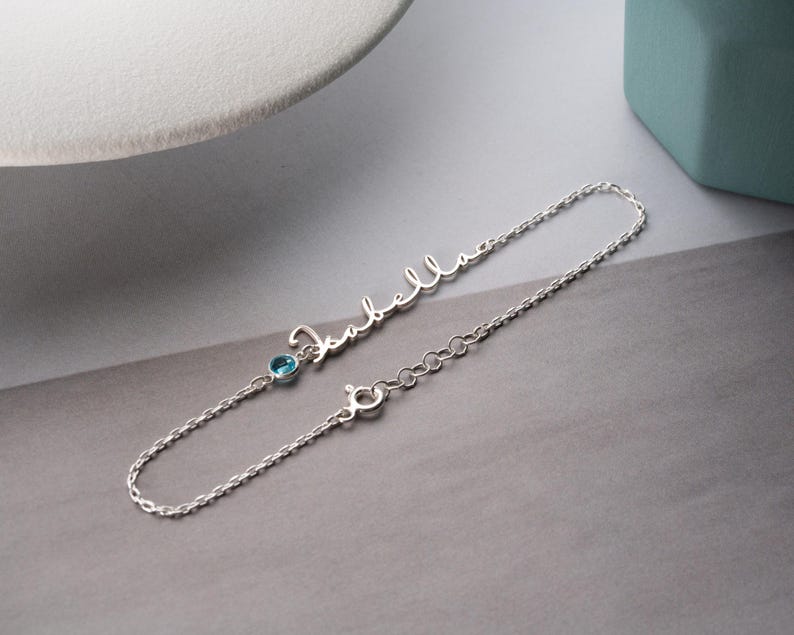 Personalized Cursive Name & Birthstone Bracelet Vera Lux