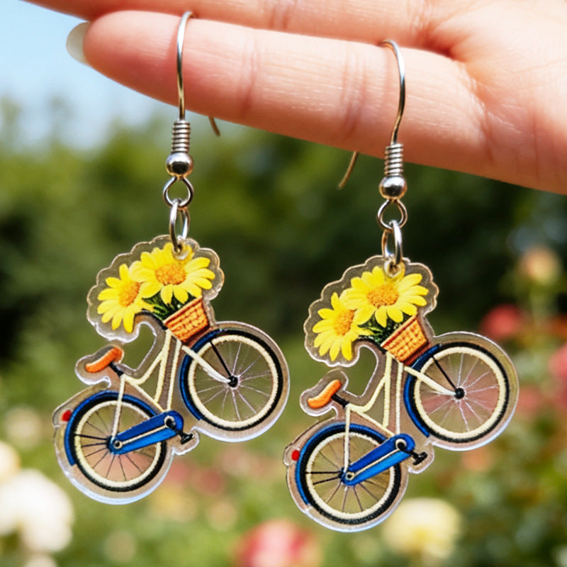 New Rose Sunflower Tulip Bicycle Earrings Vera Lux
