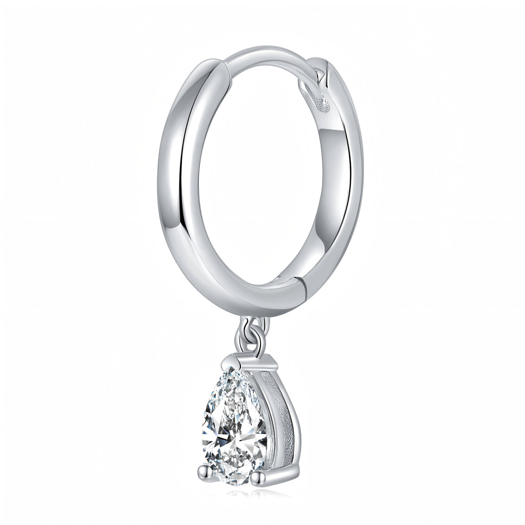 S925 Sterling Silver 4x6mm Pear Cut Moissanite Hoop Earrings  Platinum Plated Dangle Huggie Earrings With GRA Certificate Elegant Jewelry Gift Box Set For Women Vera Lux