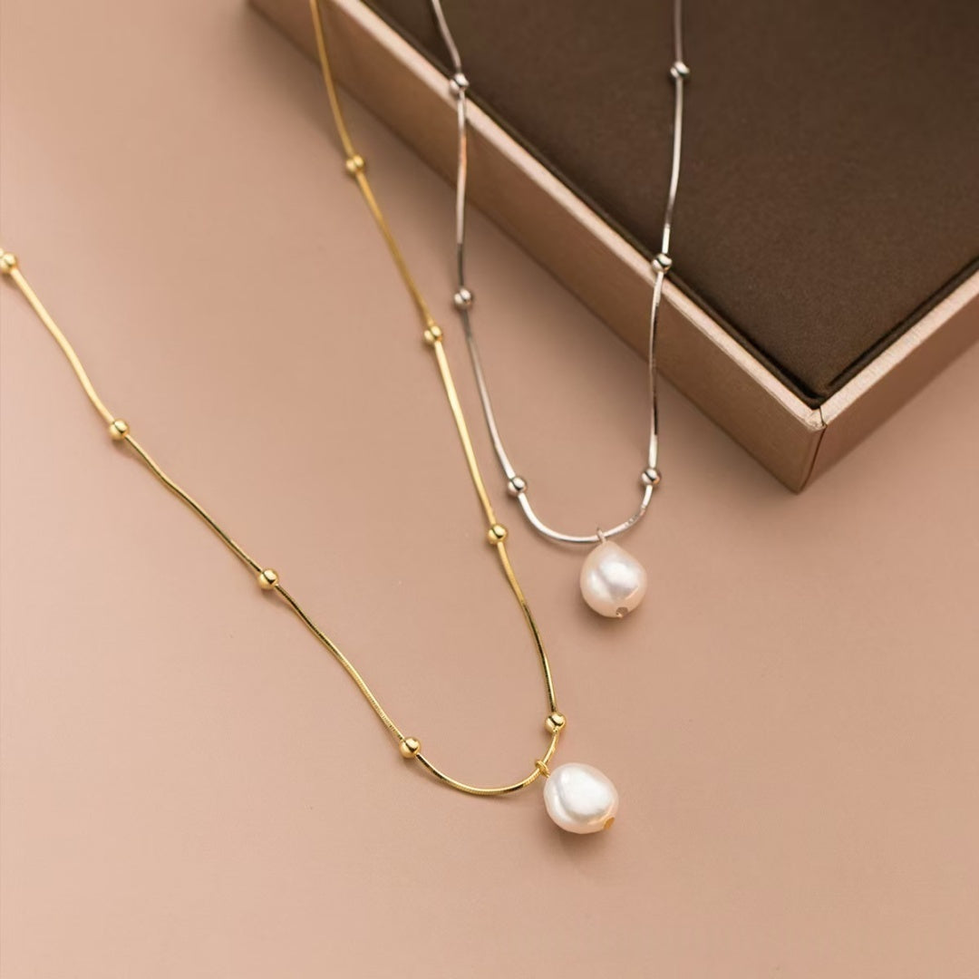 Titanium Steel Non Fading Necklace, Freshwater Pearl, Light Luxury, High-end Feel Vera Lux