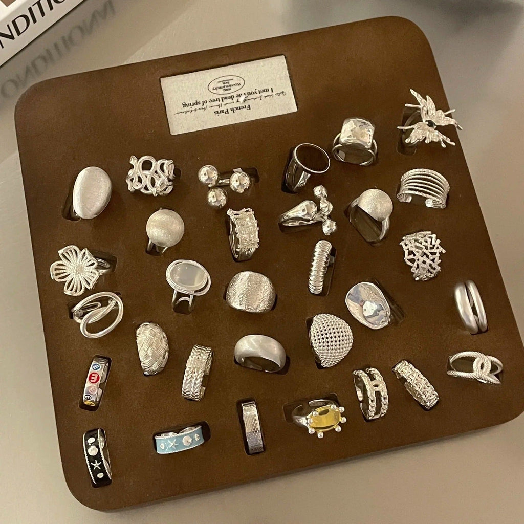 S925 Sterling Silver Women Rings, Minimalist Luxury Vintage Style, Non-Tarnish Unique Design Finger Rings Vera Lux