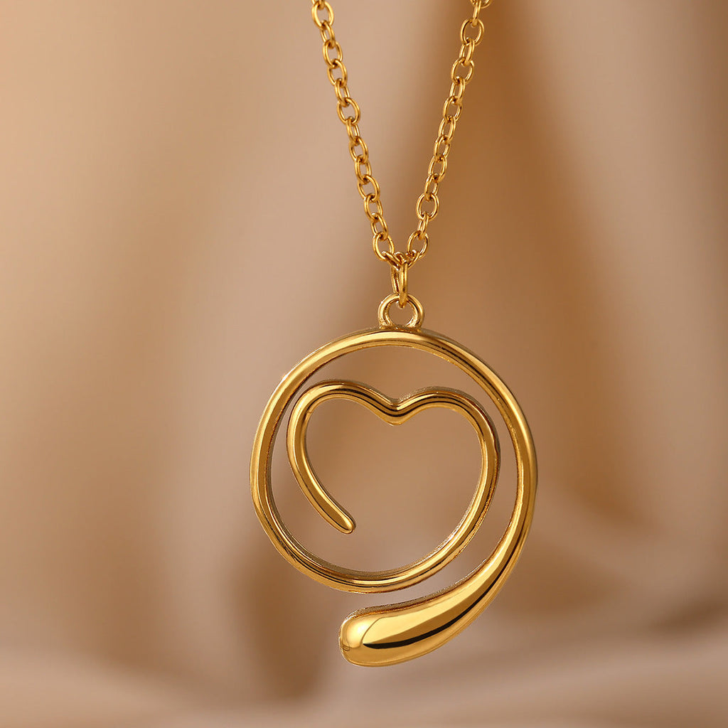 Geometric Heart-Shaped Droplet Minimalist Necklace For Women Vera Lux