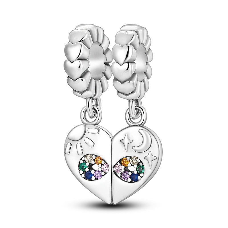 Sisterhood Friendship PendantSilverplated Beaded Heart Bestie Gift Vera Lux