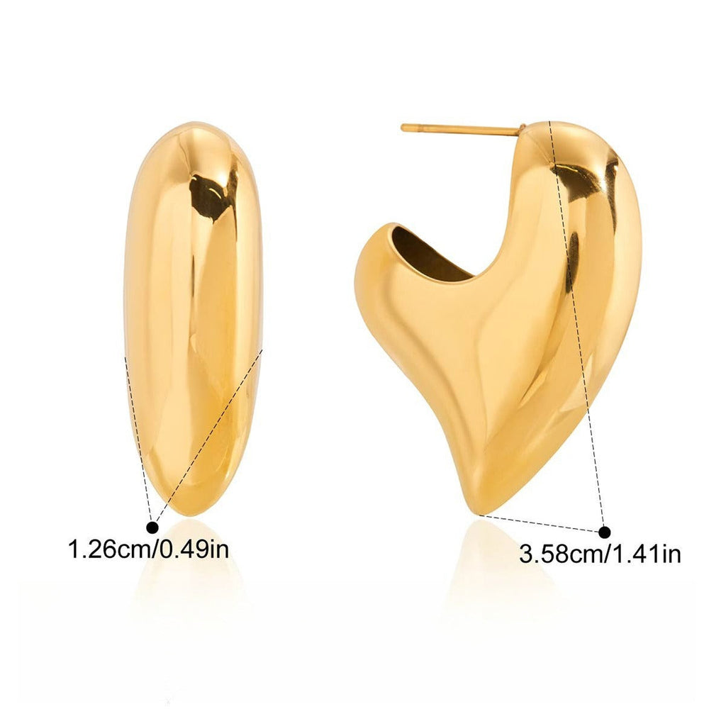 18K gold heart-shaped titanium steel stud earrings Vera Lux
