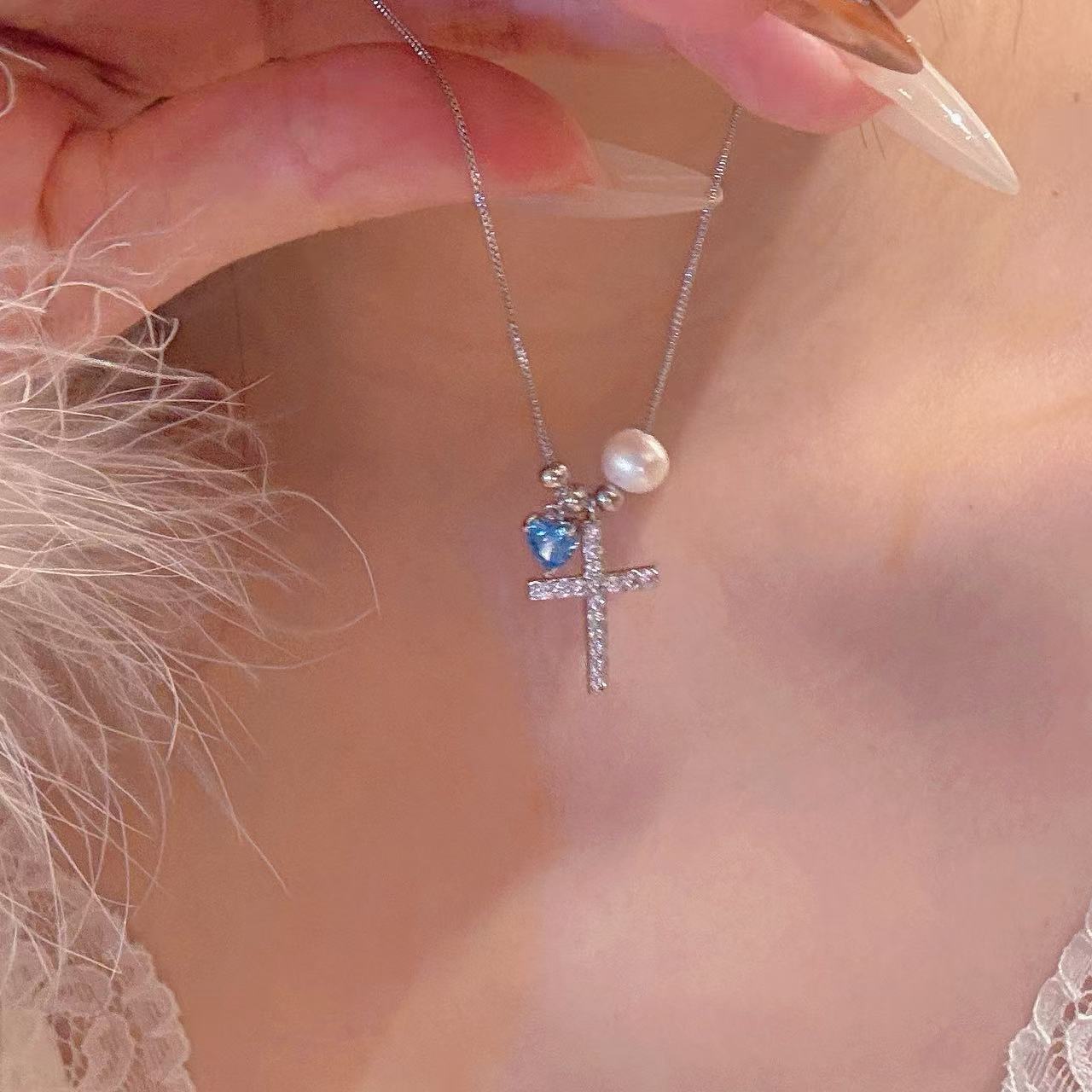 Pearl-and-zircon Clavicle Necklace Delicate And Elegant Vera Lux