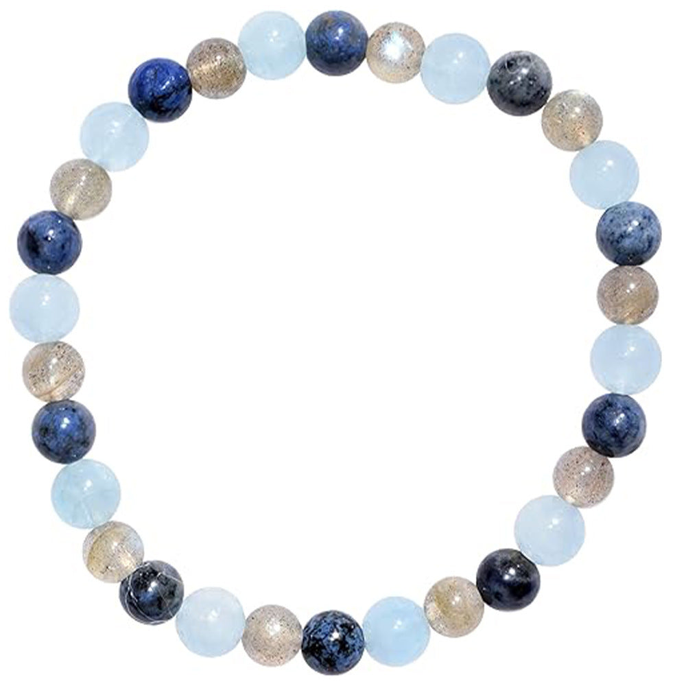 6mm Mixed-Color Stone Bead Elastic Bracelet For Women Vera Lux