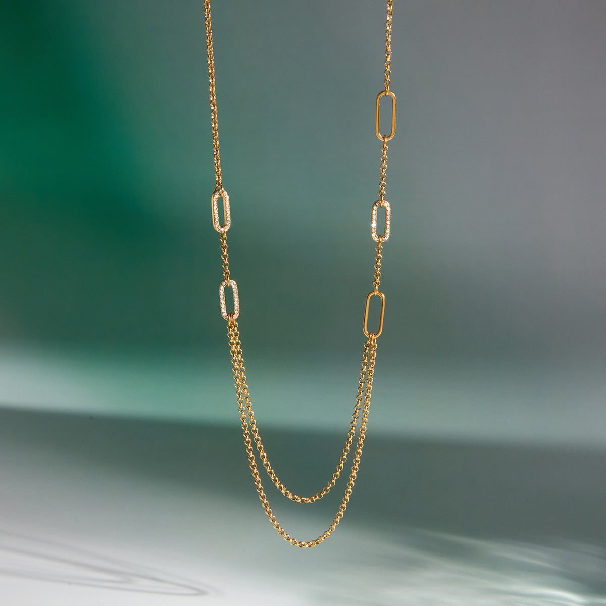 Layered Stainless Steel Zircon Necklace Vera Lux