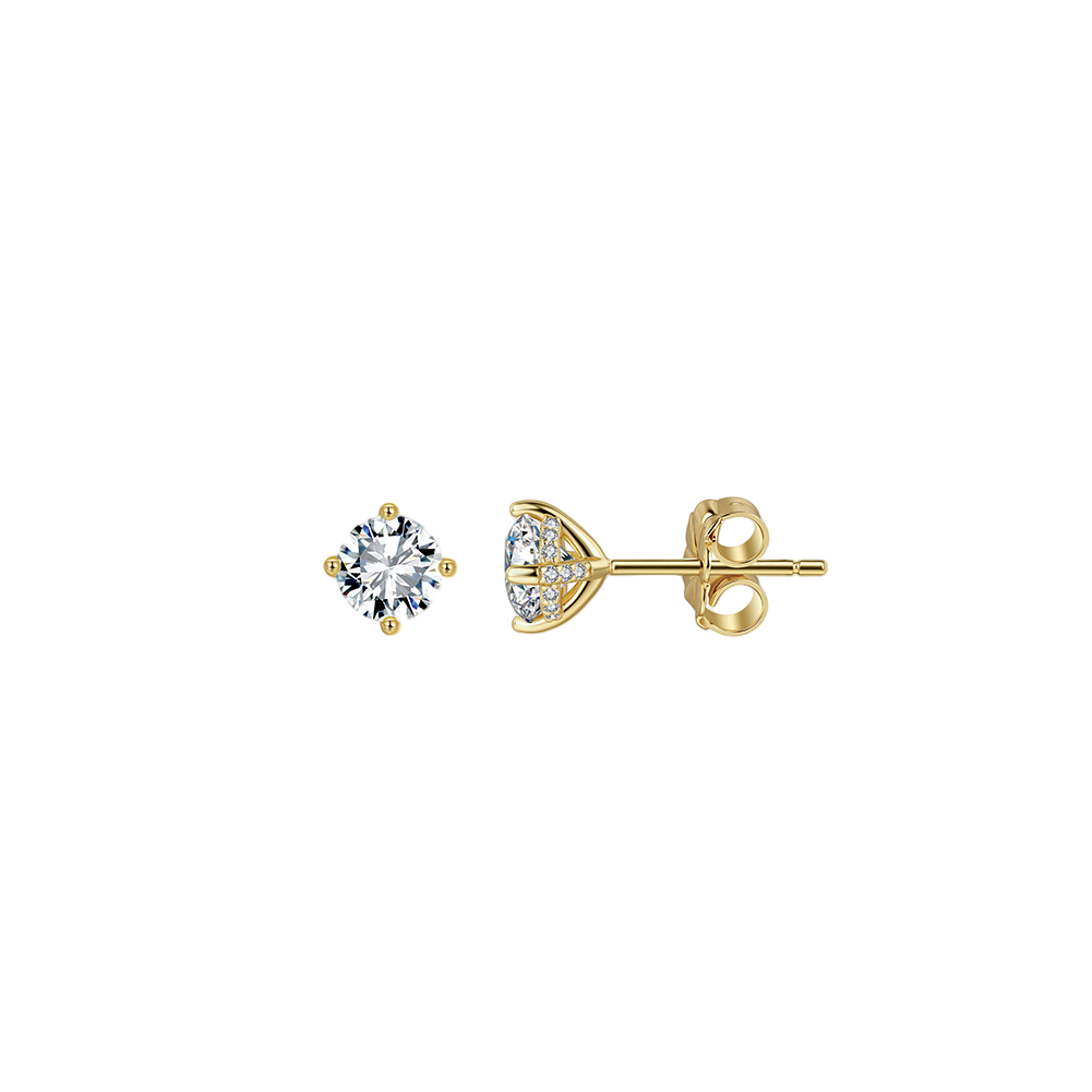 925 Sterling Silver Elegant Gold CZ Stud Earrings: Timeless Sophistication Vera Lux