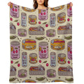Vintage Canned Goods Pattern Throw Blanket BionZax