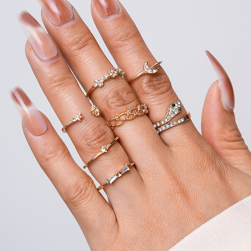 Women's Hollow Moon Snake-Shaped Ring Set Vera Lux