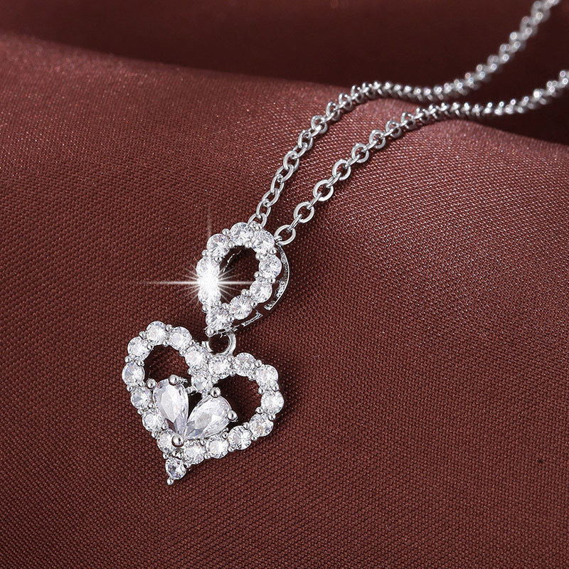 Affectionate Titanium Steel Light-Luxury Jewelry Diamond-Inlaid Heart Choker Necklace For Women Vera Lux