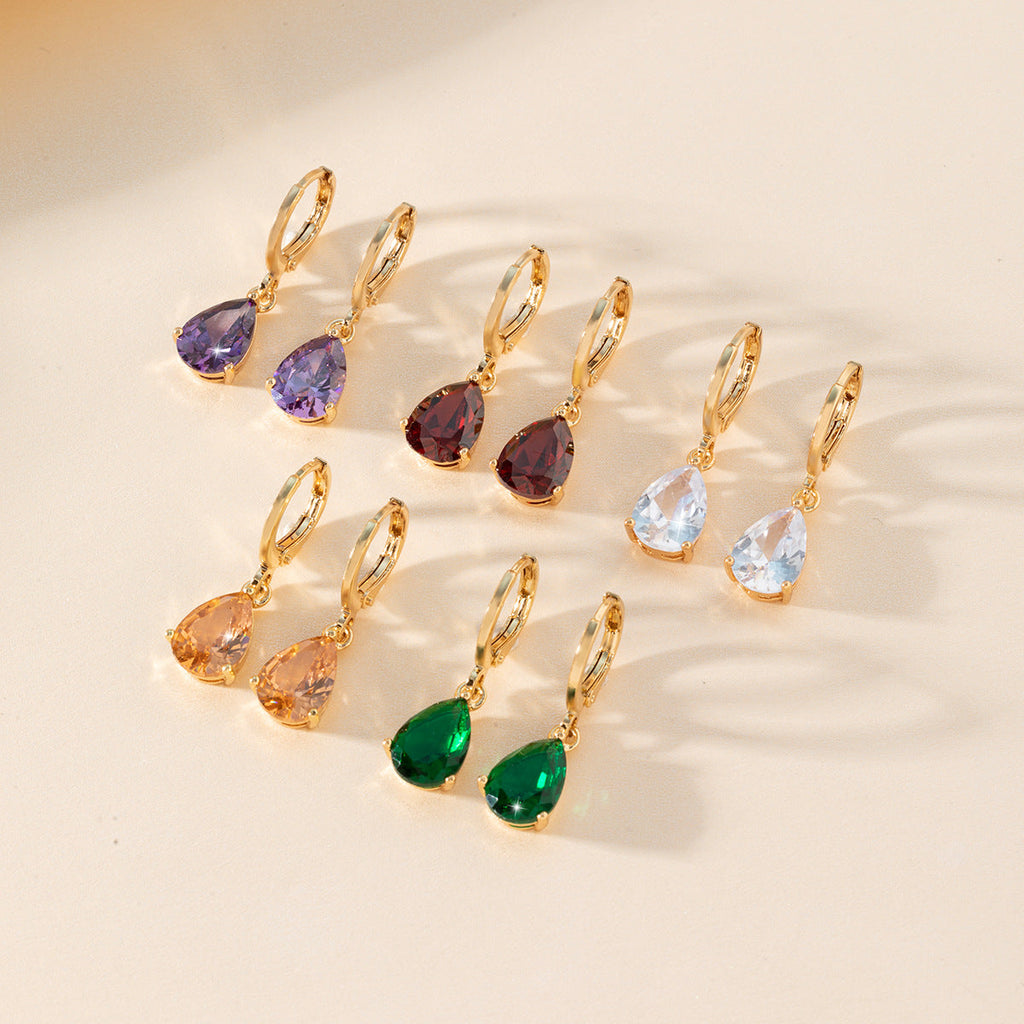 Retro Copper Inlaid Colorful Zircon Earrings Versatile For Women Vera Lux