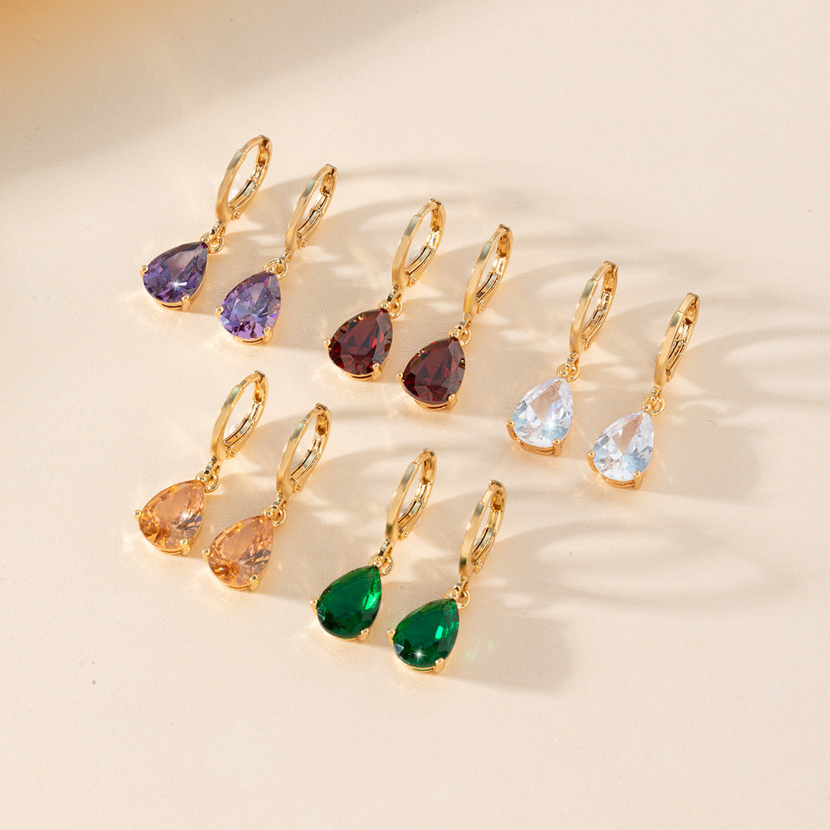 Retro Copper Inlaid Colorful Zircon Earrings Versatile For Women Vera Lux