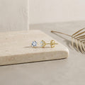 925 Sterling Silver Elegant Gold CZ Stud Earrings: Timeless Sophistication Vera Lux