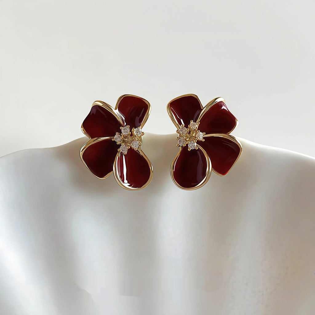 S925 Sterling Silver Needle Unique Drop-Glaze Flower Earrings For Women Vera Lux