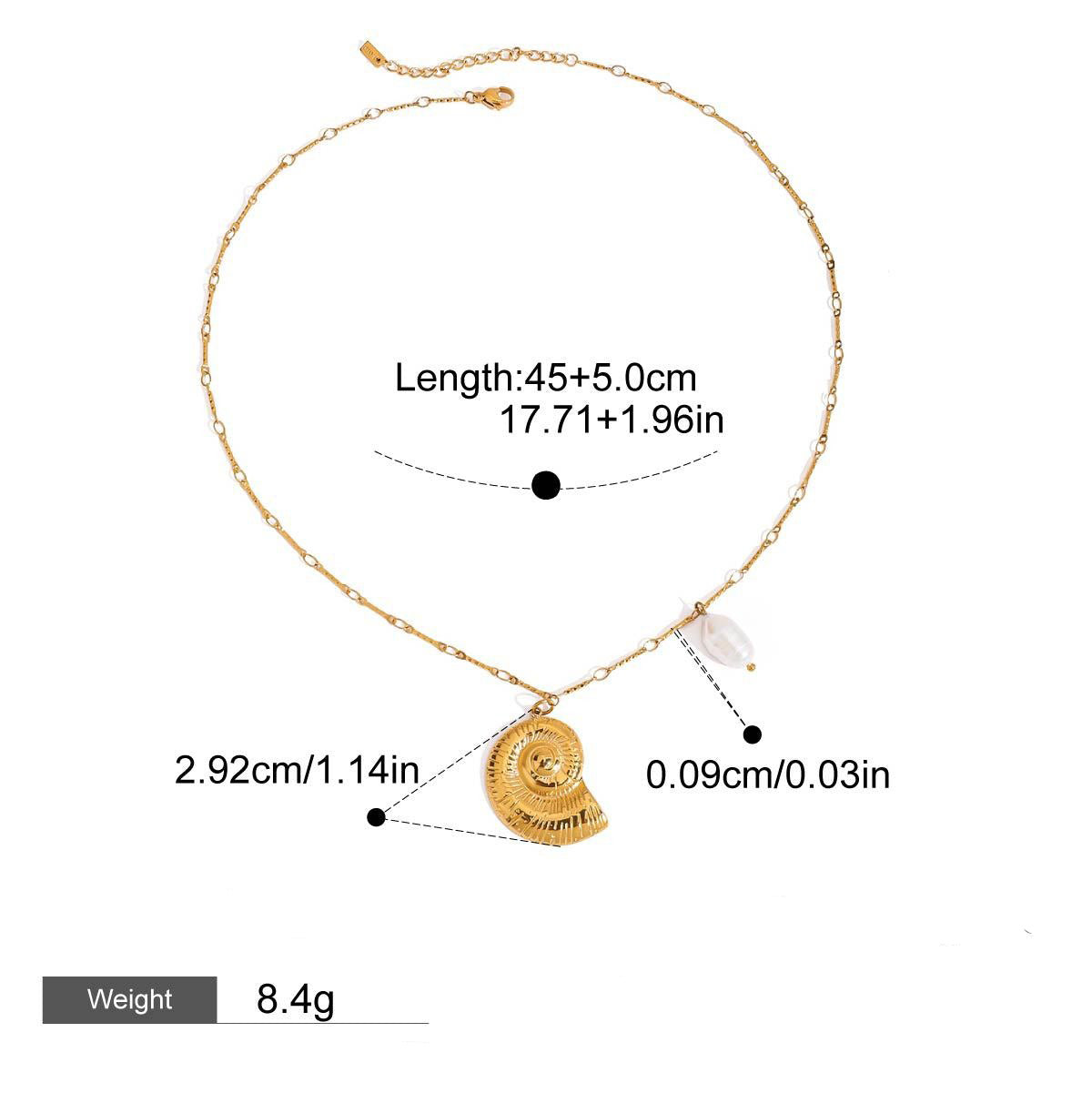 18K gold conch-shaped necklace with pearl design Vera Lux