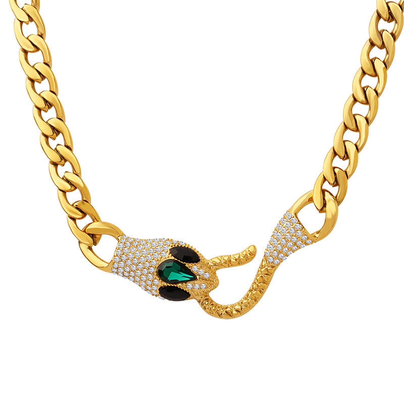 18K Gold Fashion Exquisite Snake Head Design Versatile Necklace Vera Lux