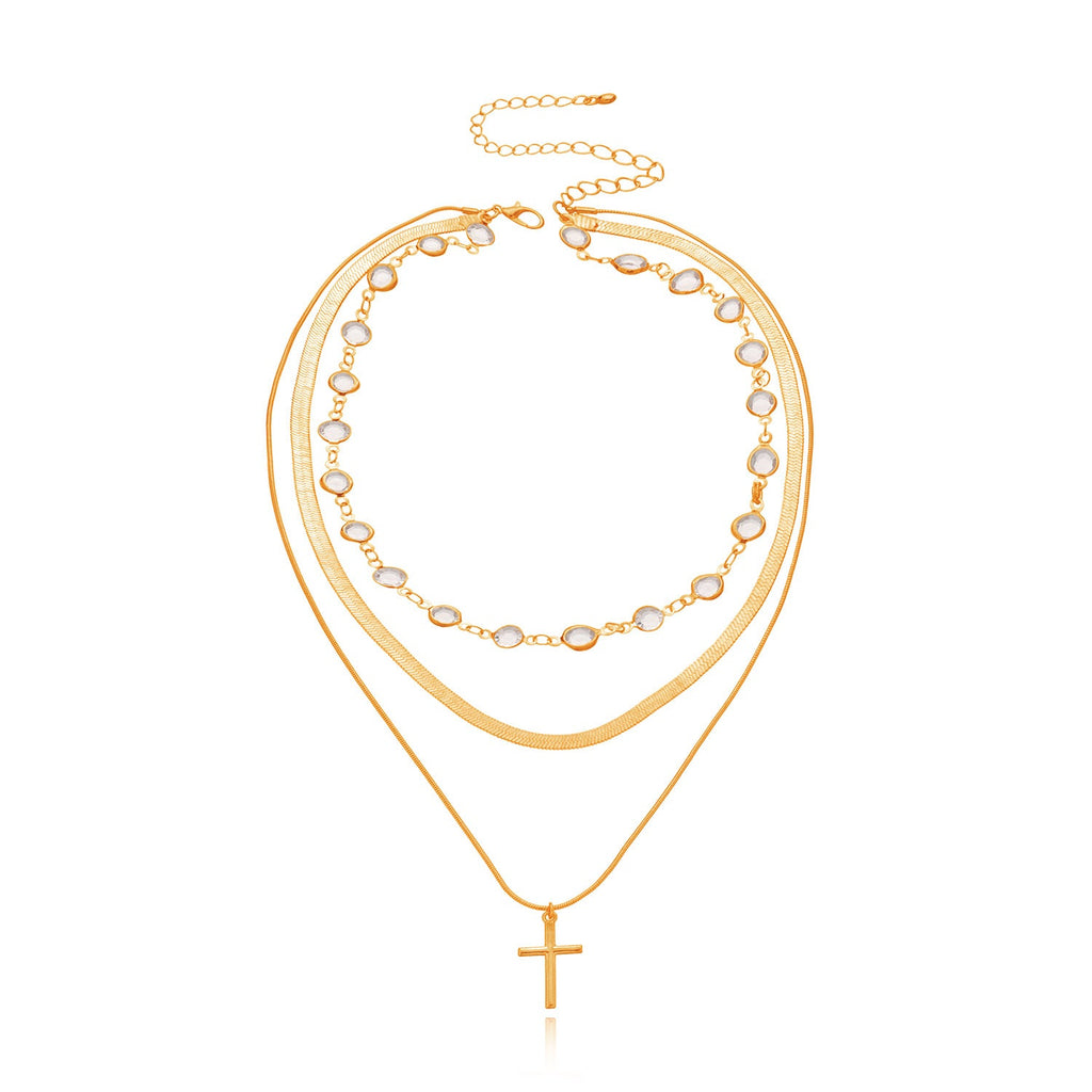 Fashion Rhinestone Necklace Cross Pendant Necklace For Women Vera Lux
