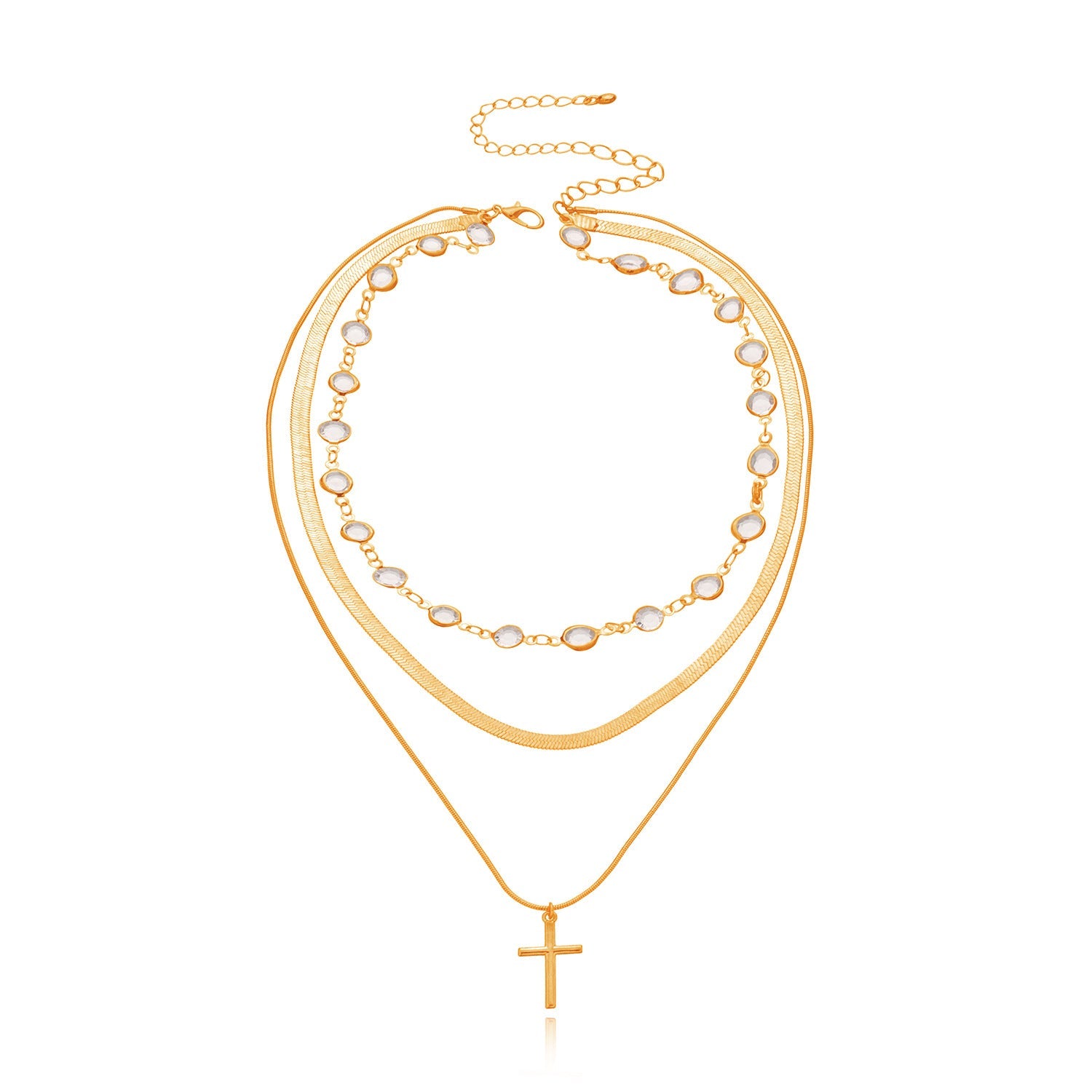 Fashion Rhinestone Necklace Cross Pendant Necklace For Women Vera Lux