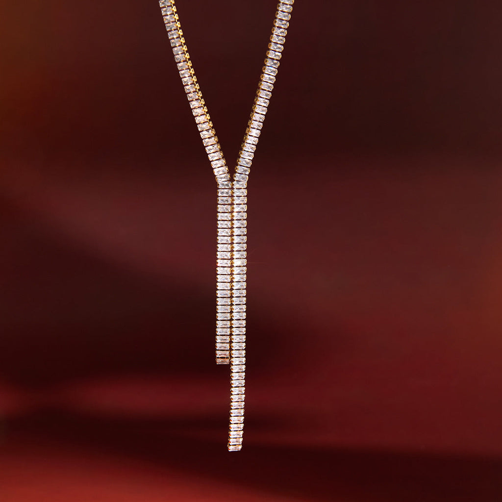 Stainless Steel Zircon Y Necklace Vera Lux