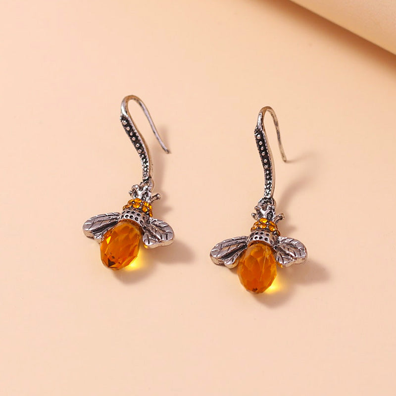 Zircon Bee Earrings Crystal-Encrusted Vintage Little Bee Earrings Vera Lux