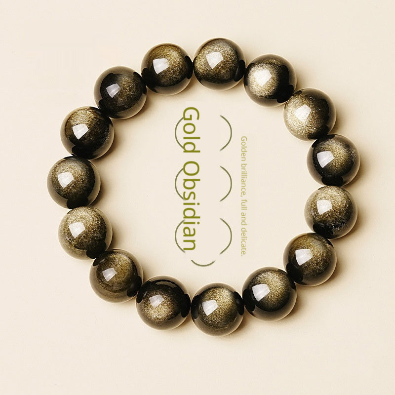 Natural Black Gold Obsidian Plain-Loop Bracelet Vera Lux