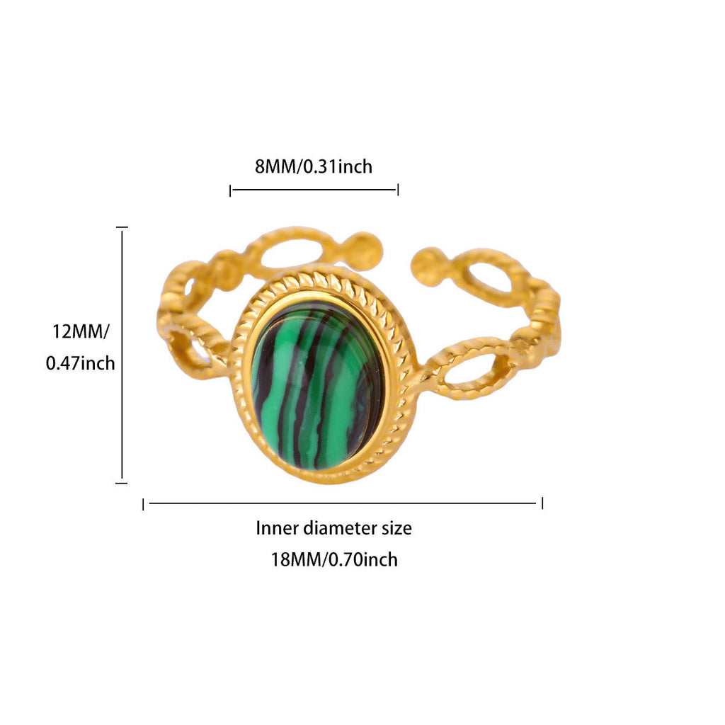 Natural Stone Stainless Steel Ring Is Plated With 18K Vera Lux