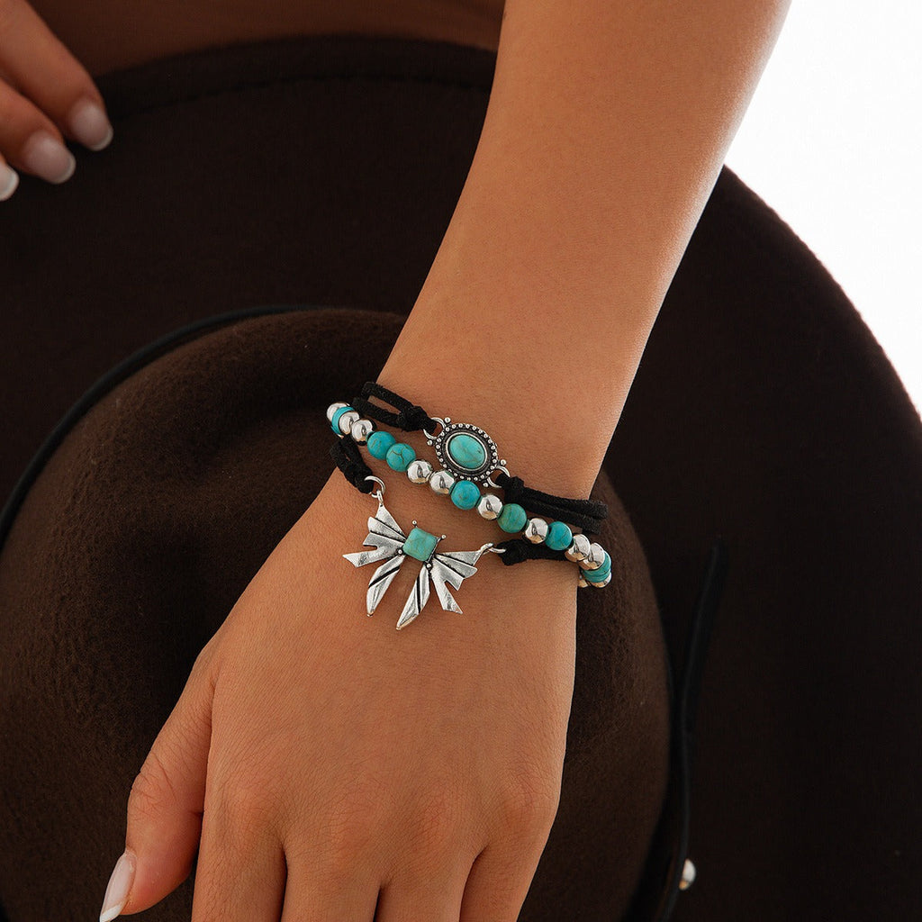 Imitation Turquoise Cactus Tag Bracelet Set Vera Lux