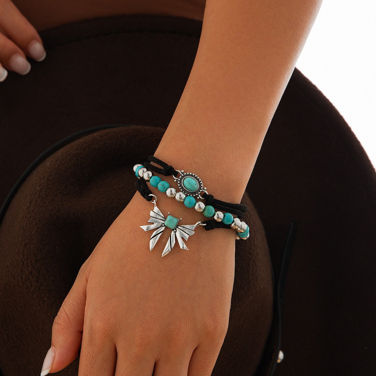 Imitation Turquoise Cactus Tag Bracelet Set Vera Lux