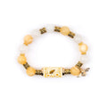 Women Alloy Gold Plated Bracelet With Cross Charm, Elegant White Chalcedony Inlaid Cross Bracelet Vera Lux