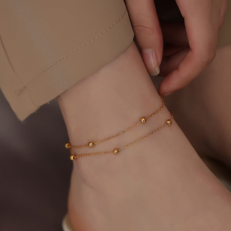 18K gold double-layer titanium steel anklet Vera Lux