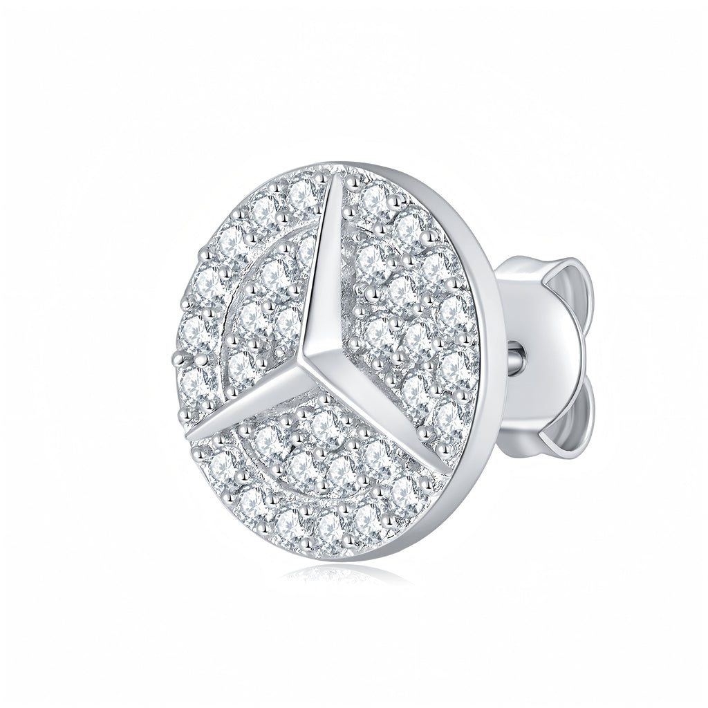 S925 Sterling Silver Moissanite Stud Earrings  Round Pave Three Pointed Star Geometric Design With GRA Certificate Platinum Plated Gift Box Set For Women Or Men Vera Lux