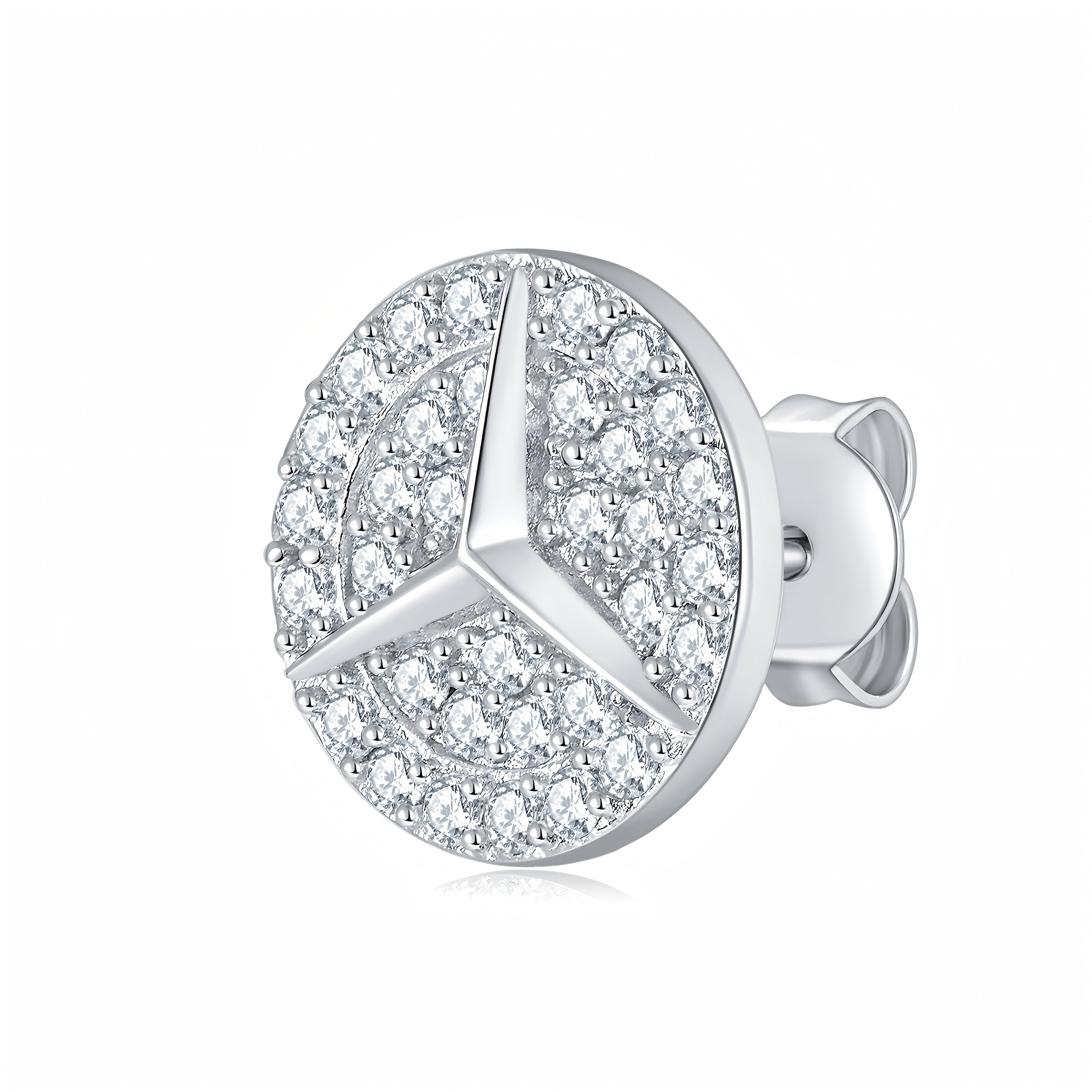 S925 Sterling Silver Moissanite Stud Earrings  Round Pave Three Pointed Star Geometric Design With GRA Certificate Platinum Plated Gift Box Set For Women Or Men Vera Lux