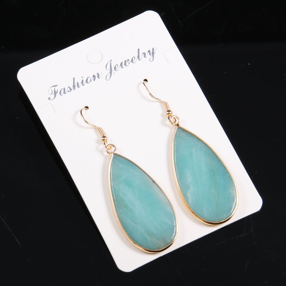 Flat Teardrop-shaped Semi-precious Stone Earrings Vera Lux