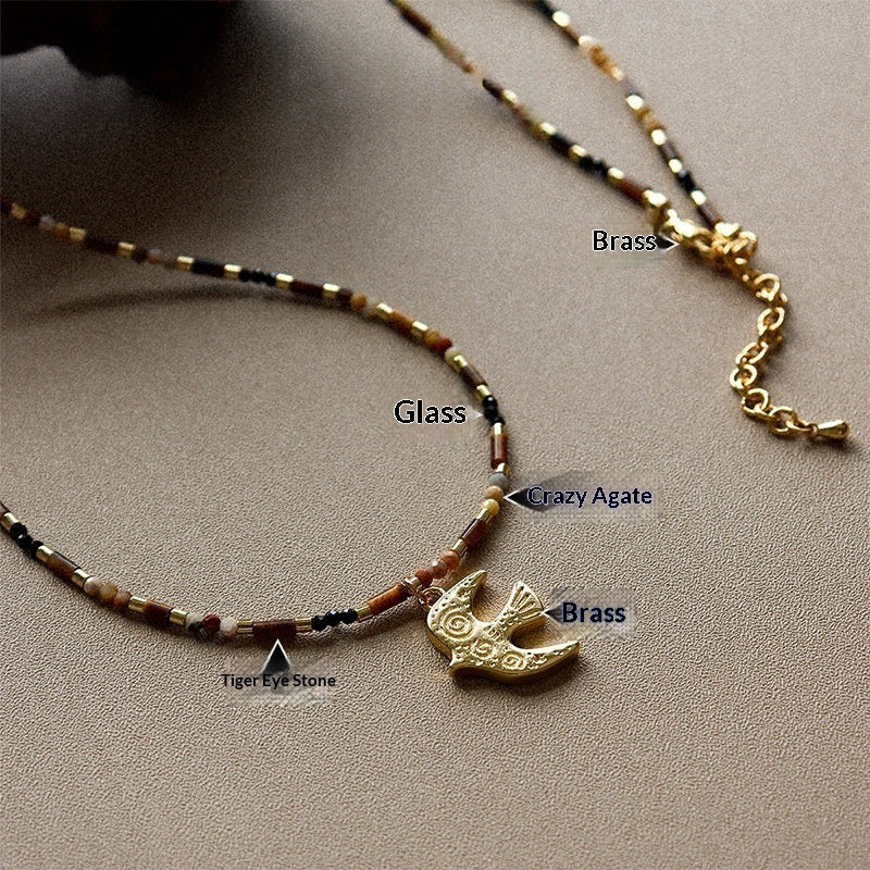 Simple And Stylish Tiger's Eye Bird Necklace For Women Vera Lux