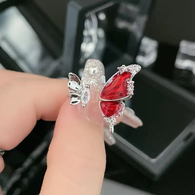 Women Butterfly Open Ring  Niche Design  High Grade Cold Wind Index Finger Jewelry Vera Lux